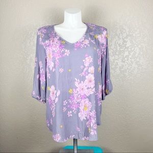 Torrid purple floral v neck blouse